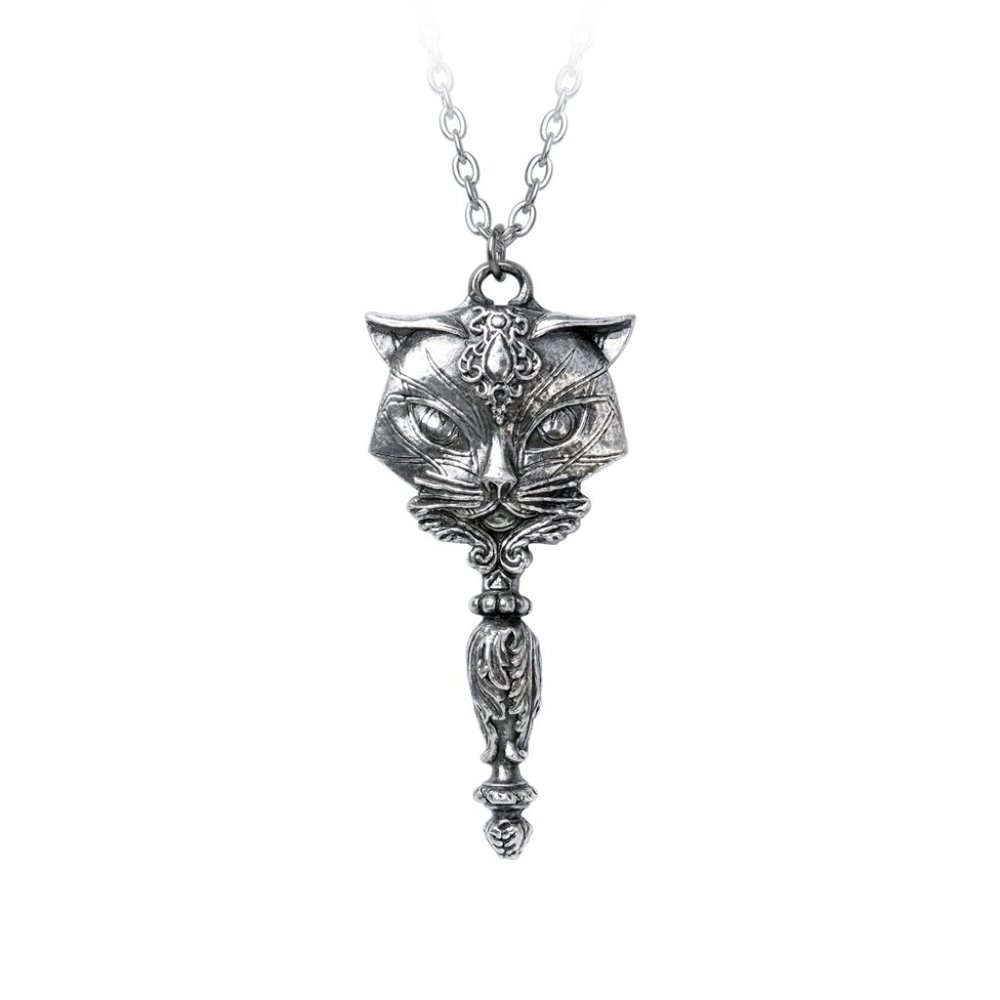 Alchemy Gothic Sacred Cat Vanitas Mirror Pendant NWT - Picture 2 of 3